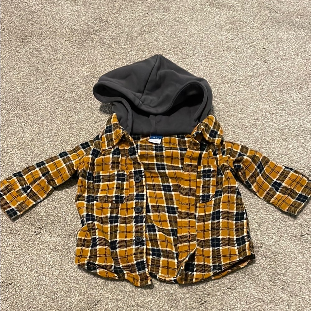 Old Navy Yellow and Black Plaid Shirt